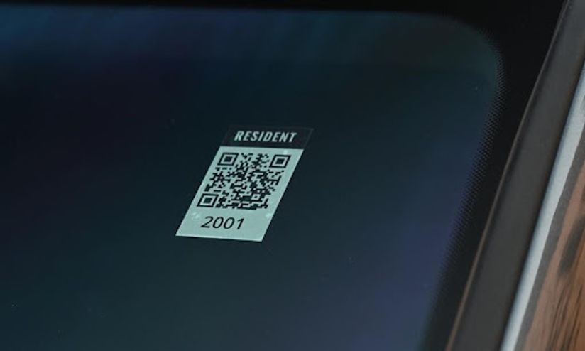 multifamily resident parking decal with QR code