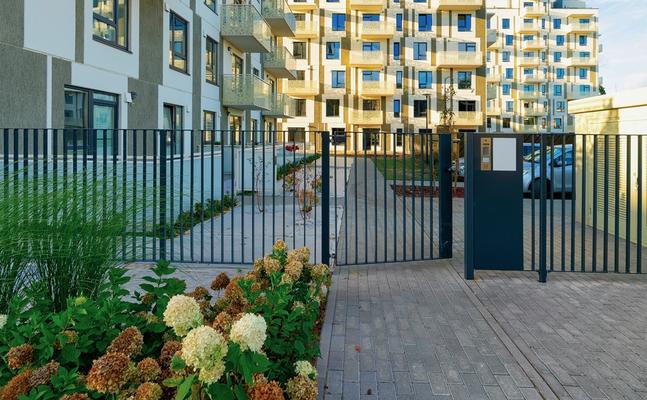 image of access control gate at apartment complex