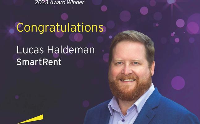 Image of Lucas Haldeman with text EY Entrepreneur of the Year