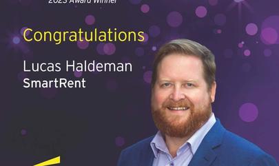 Image of Lucas Haldeman with text EY Entrepreneur of the Year 