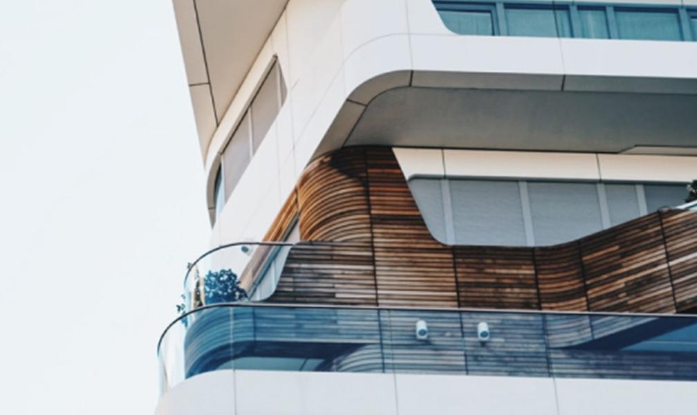 Apartment building with glass windows