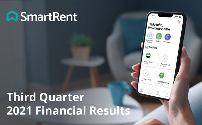 Resident app on smartphone with SmartRent logo